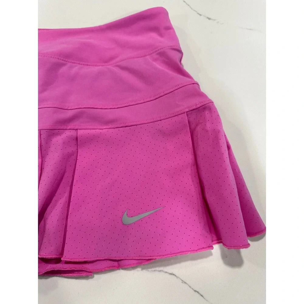 Nike Dri-FIT Womens Pleated Tennis Skort Pink Perforated Athletic Skirt Large